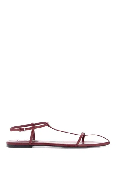 Jil Sander 10mm Leather T-bar Sandals In Red
