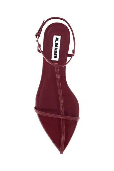 Jil Sander 10mm Leather T-bar Sandals In Red