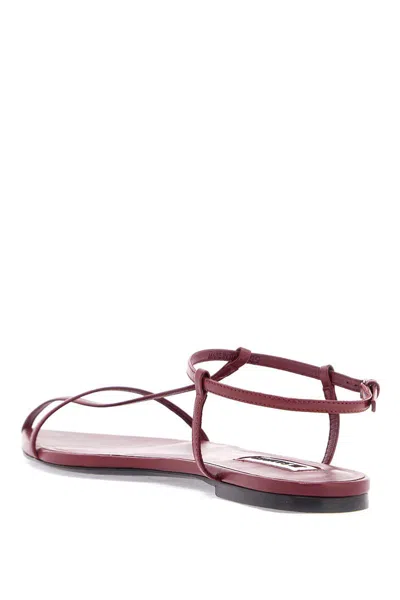 Jil Sander 10mm Leather T-bar Sandals In Red