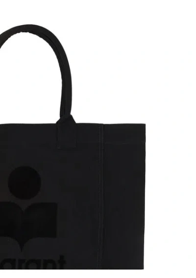 Isabel Marant Black Tote Bag With Tonal Logo Print At The Front In Cotton Woman