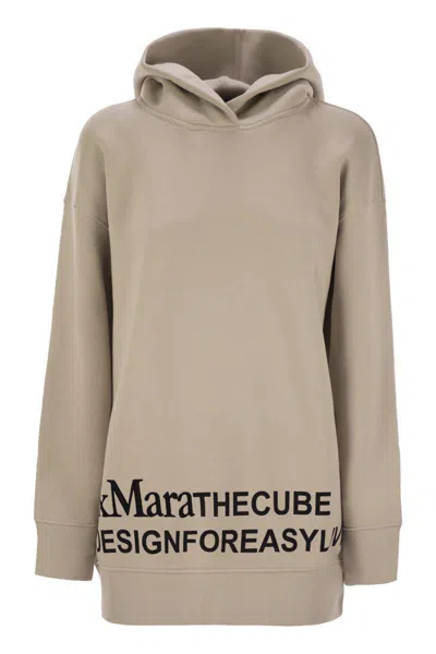 's Max Mara Hooded Oversized Sweatshirt Ribbed Cuffs In Neutral