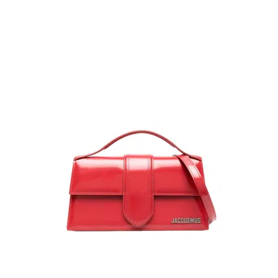 Jacquemus Patent Leather Le Bambino Long Shoulder Bag In Red