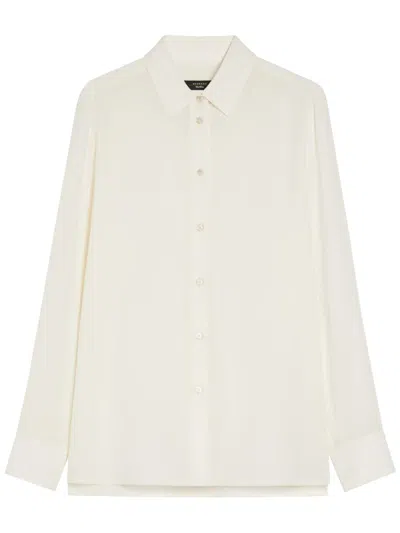 Weekend Max Mara Point-collar Gathered-cuff Shirt In White