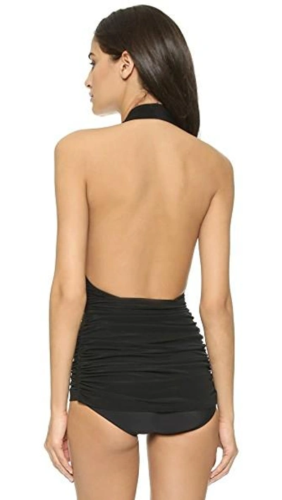 Shop Norma Kamali Halter Bill Swimsuit In Black