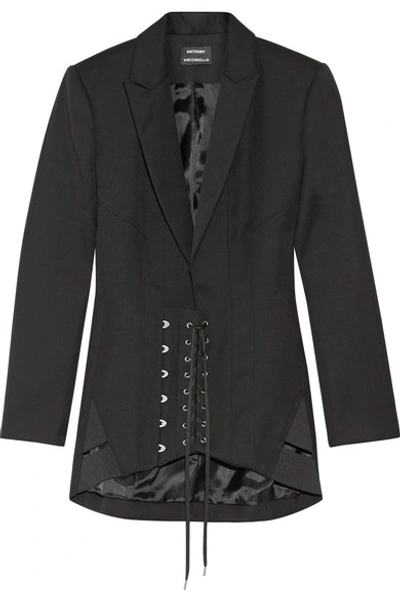 Shop Anthony Vaccarello Lace-up Wool Blazer