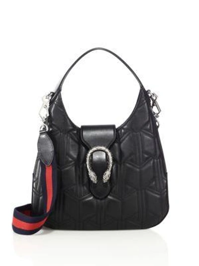 Shop Gucci Dionysus Small Quilted Leather Hobo Bag In Black