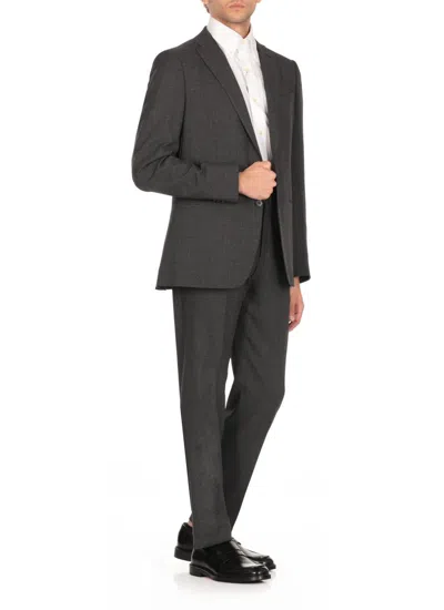 Caruso Grey Wool Suit In Grey