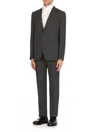 Caruso Grey Wool Suit In Grey