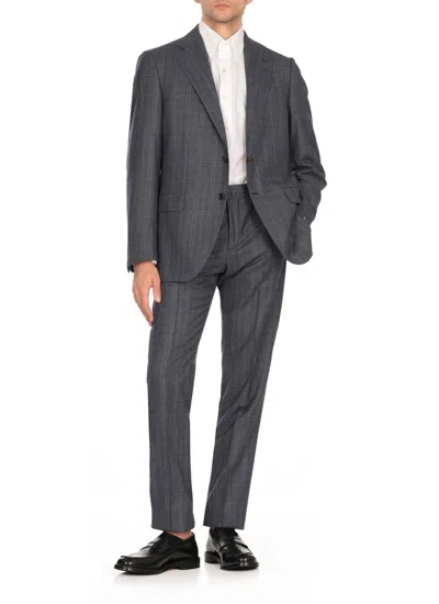 Caruso Blue Wool Suit In Blue
