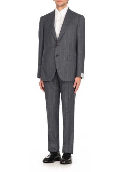Caruso Blue Wool Suit In Blue