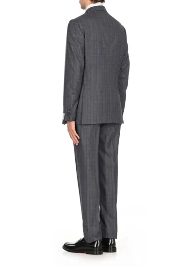 Caruso Blue Wool Suit In Blue