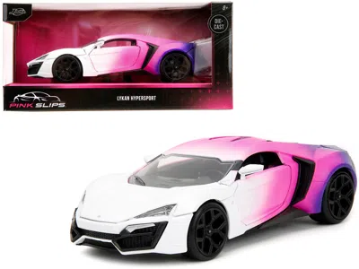 Diecast Model Jada Lykan Hypersport White Pink And Purple Gradient "pink Slips" Series 1/24 Diecast Model Car By Jada