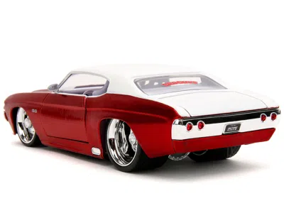 Diecast Model Jada 1971 Chevrolet Chevelle Ss Candy Red With White Top White Stripes And White Interior "bigtime Muscle