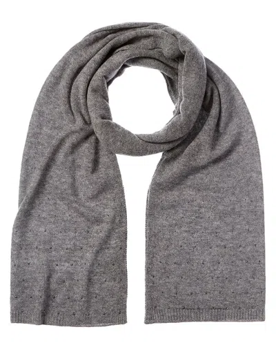 Forte Cashmere Crystal Studded Cashmere Scarf In Grey