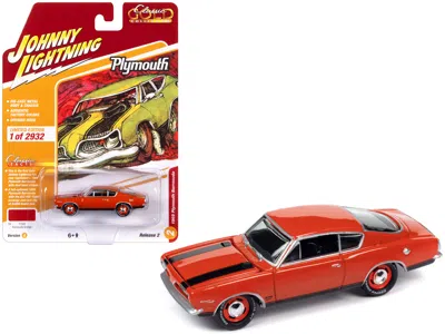 Diecast Model Johnny Lightning 1969 Plymouth Barracuda Orange With Black Stripes "classic Gold Collection" 2023 Release 2 Limited E
