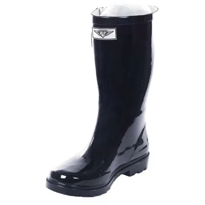 Forever Young Women's Mid-calf Solid Color Rubber Rain Boots In Black