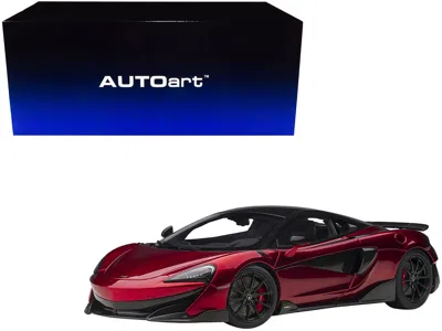 Diecast Model Autoart Mclaren 600lt Vermillion Red And Carbon 1/18 Model Car By Autoart