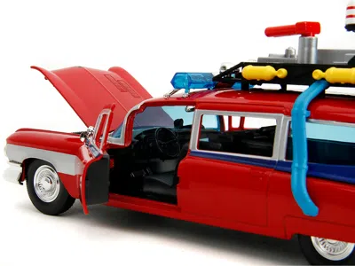 Diecast Model Jada 1959 Cadillac Ambulance Ecto-1 Red "transformers" Tv Series - "ghostbusters" (1984) Movie Crossover