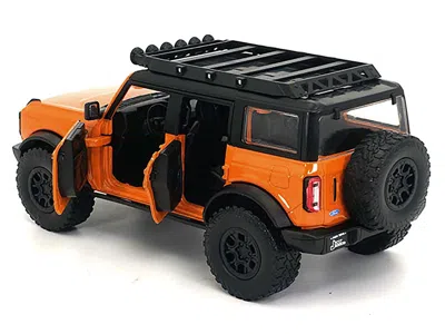 Diecast Model Jada 2021 Ford Bronco Orange With Black Stripes And Roof Rack "just Trucks" Series 1/24 Diecast Model Car