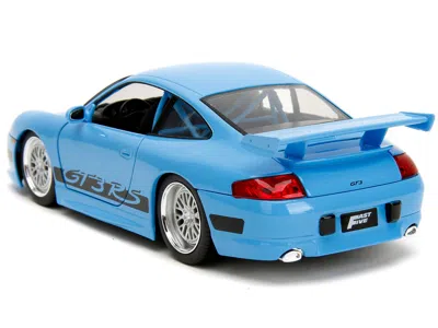 Diecast Model Jada Porsche 911 Gt3 Rs Light Blue With Black Accents "fast & Furious" Movie 1/24 Diecast Model Car By Ja