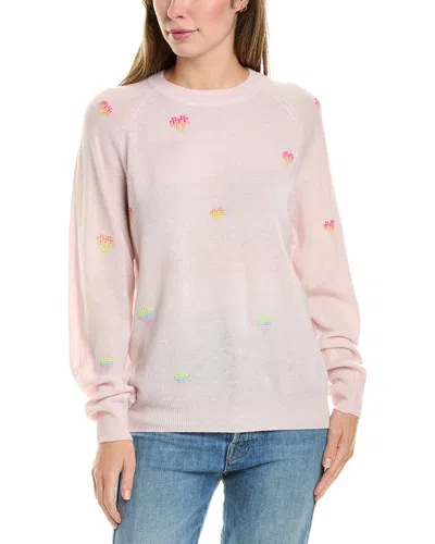 Brodie Cashmere Wool & Cashmere-blend Rainbow Heart Studded Jumper In Pink