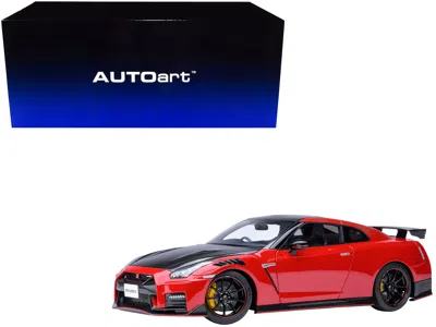 Diecast Model Autoart 2022 Nissan Gt-r (r35) Nismo Special Edition Rhd (right Hand Drive) Vibrant Red With Carbon Hood And