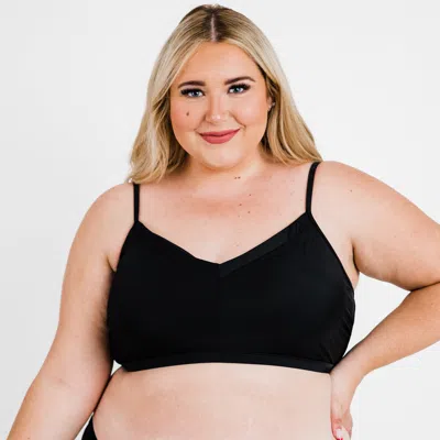 Calypsa Women's Plus Adjustable Strap Swim Bra In Black