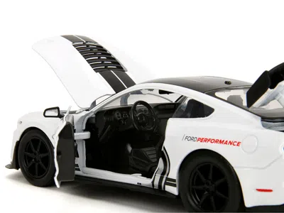 Diecast Model Jada 2020 Ford Mustang Shelby Gt500 #65 White With Black Top And Stripes "ford Performance" "bigtime Musc