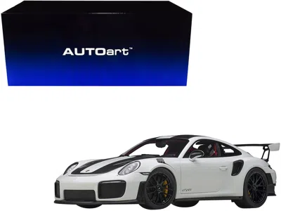 Diecast Model Autoart Porsche 911 (991.2) Gt2 Rs Weissach Package White With Carbon Stripes 1/18 Model Car By Autoart