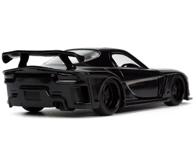 Diecast Model Jada 1995 Mazda Rx-7 Rhd (right Hand Drive) Black And Black Panther Diecast Figure "the Avengers" "hollyw