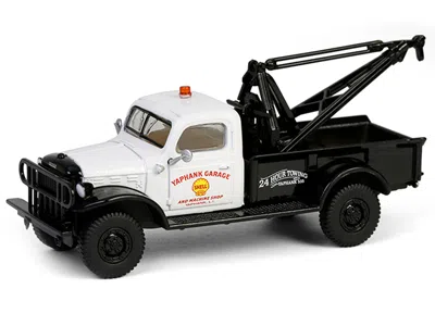 Diecast Model Greenlight 1945 Dodge Power Wagon Wrecker Tow Truck "shell Oil" White And Black "running On Empty" Series 17 1/