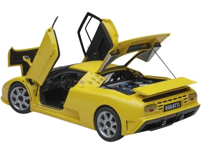 Diecast Model Autoart Bugatti Eb110 Ss Super Sport Giallo Bugatti Yellow With Silver Wheels 1/18 Model Car By Autoart