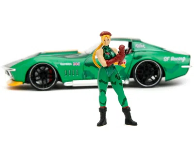 Diecast Model Jada 1969 Chevrolet Corvette Stingray Zl1 Green Metallic With Yellow Stripes And Cammy Diecast Figure "st