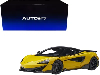 Diecast Model Autoart Mclaren 600lt Sicilian Yellow And Carbon 1/18 Model Car By Autoart