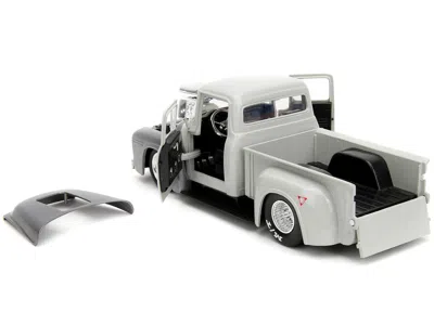 Diecast Model Jada 1956 Ford F-100 Pickup Truck Tan And Gray Metallic And Guile Diecast Figure "street Fighter" Video G