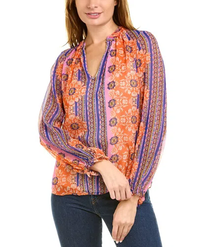 Elie Tahari Crinkle Bali Silk Shirt In Pink