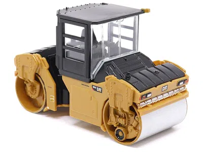 Diecast Model Diecast Masters Cat Caterpillar Cb-13 Tandem Vibratory Roller With Cab Yellow And Black 1/64 Diecast Model By Diecas