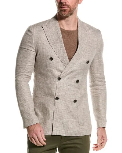 Reiss Angel Linen Blazer In Brown