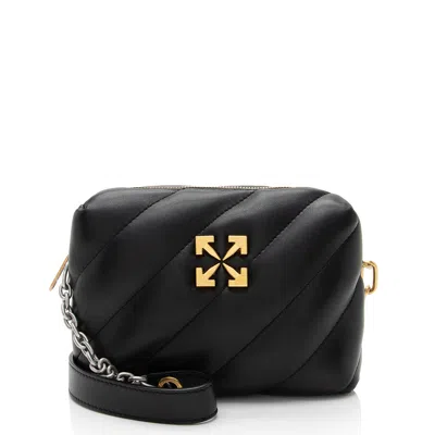 Off-white Quilted Leather Jackhammer Camera Bag In Black