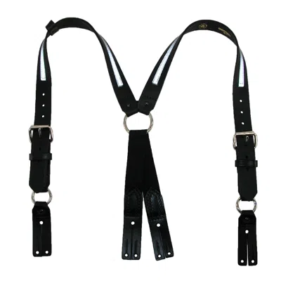 BOSTON LEATHER LEATHER REFLECTIVE BUTTON END FIREMAN WORK SUSPENDERS 