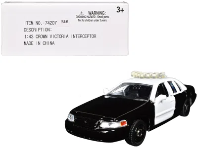 Diecast Model Motormax Ford Crown Victoria Police Interceptor Black And White 1/43 Diecast Model Car By Motormax