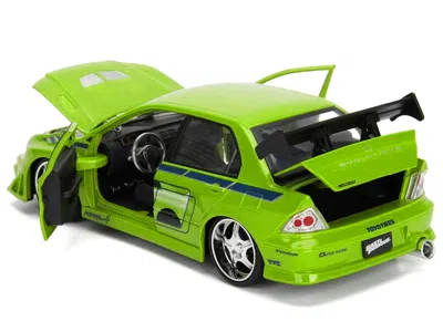 Diecast Model Jada Brian's Mitsubishi Lancer Evolution Vii Green With Graphics "fast & Furious" Movie 1/24 Diecast Mode