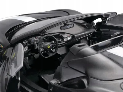 Diecast Model Bburago Ferrari Sf90 Spider Assetto Fiorano Black Metallic With White Stripes "signature Series" 1/18 Diecas