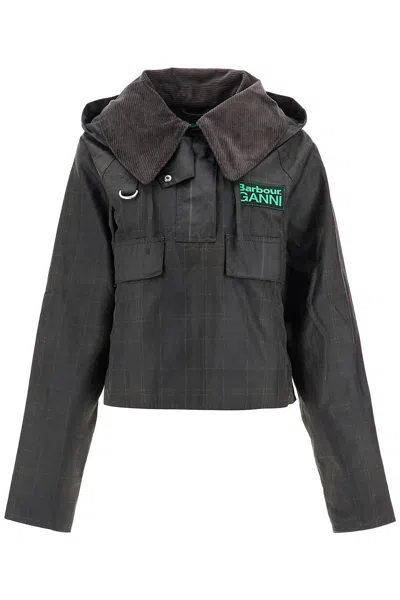 Barbour Ganni Wax Anorak Smock Jacket Classic Tartan In Black