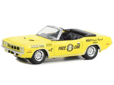 Diecast Model Greenlight 1971 Plymouth Barracuda Convertible "dixie 500 Pace Car" Yellow "hobby Exclusive" Series 1/64 Diecas