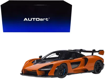 Diecast Model Autoart Mclaren Senna Trophy Mira Orange And Black With Carbon Accents 1/18 Model Car By Autoart