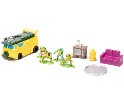 Diecast Model Jada Teenage Mutant Ninja Turtles Turtle Lair Diorama Set With Figures And Party Wagon "nano Scene" Serie