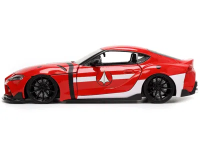 Diecast Model Jada 2020 Toyota Supra Red With Graphics And Miriya Sterling Diecast Figurine "robotech" "hollywood Rides