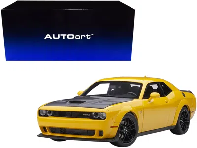 Diecast Model Autoart Dodge Challenger Srt Hellcat Widebody Yellow Jacket With Satin Black Hood 1/18 Model Car By Autoart