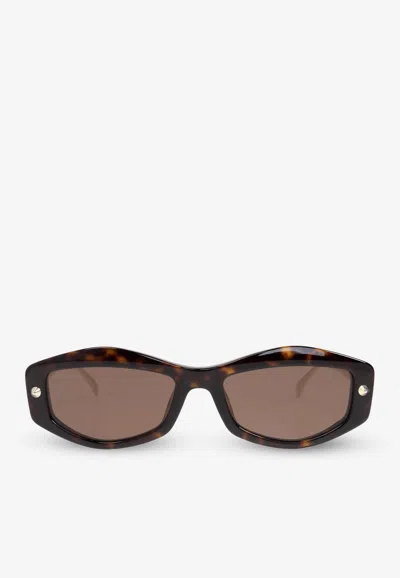 Alexander Mcqueen Eyewear Rectangle Frame Sunglasses In Brown